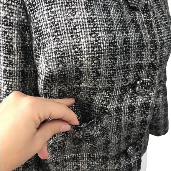 Spiegel Women's Tweed Blazer Jacket Silver Black Pattern Lined Crop SZ 6 - Picture 3 of 5